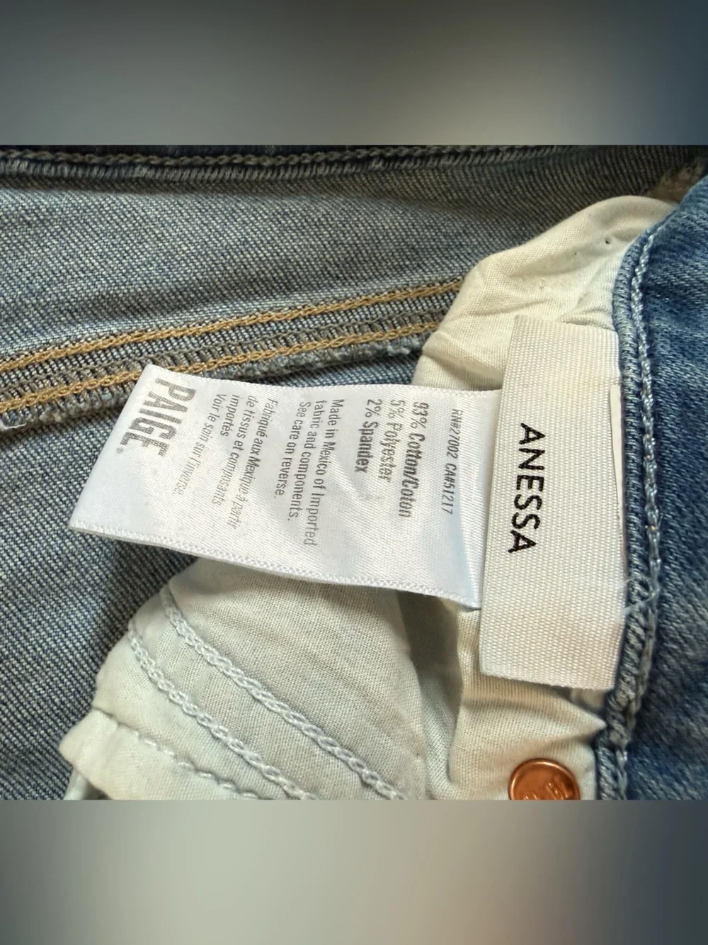 PAIGE Anessa Wide Leg Jeans Med Wash Womens Size 27 High Rise Stretch Distressed